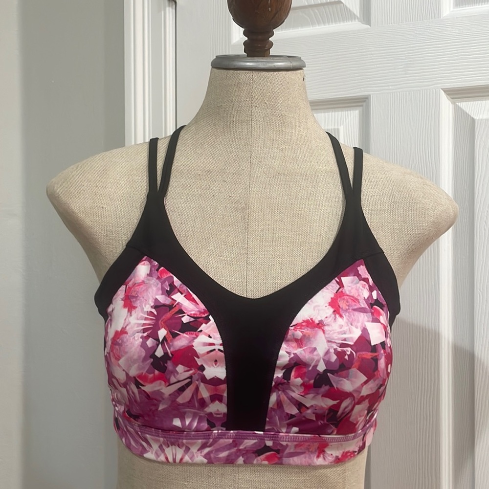 C9 champion sports bra athletic full coverage support adjustable pink black M